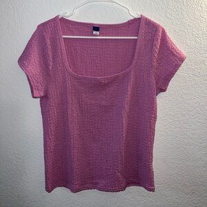 Old Navy Pink Smocked Short Sleeve Blouse